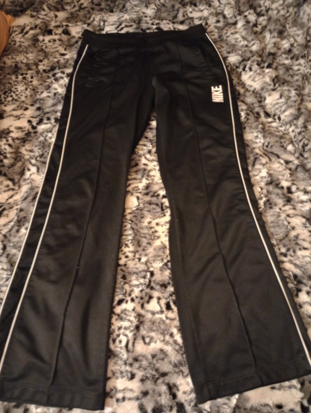 VTG Sport Black Track Pants with White Side Piping Women's